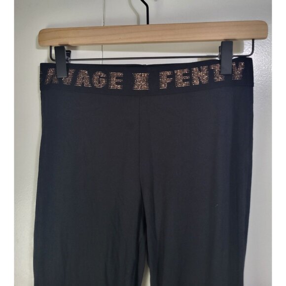Savage X Fenty SZ Small Forever Savage Leggings Black Lavender Logo High Waist - Picture 4 of 8